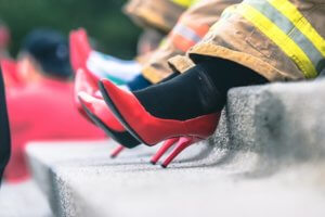 walk a mile event image of fireman wearing red heels